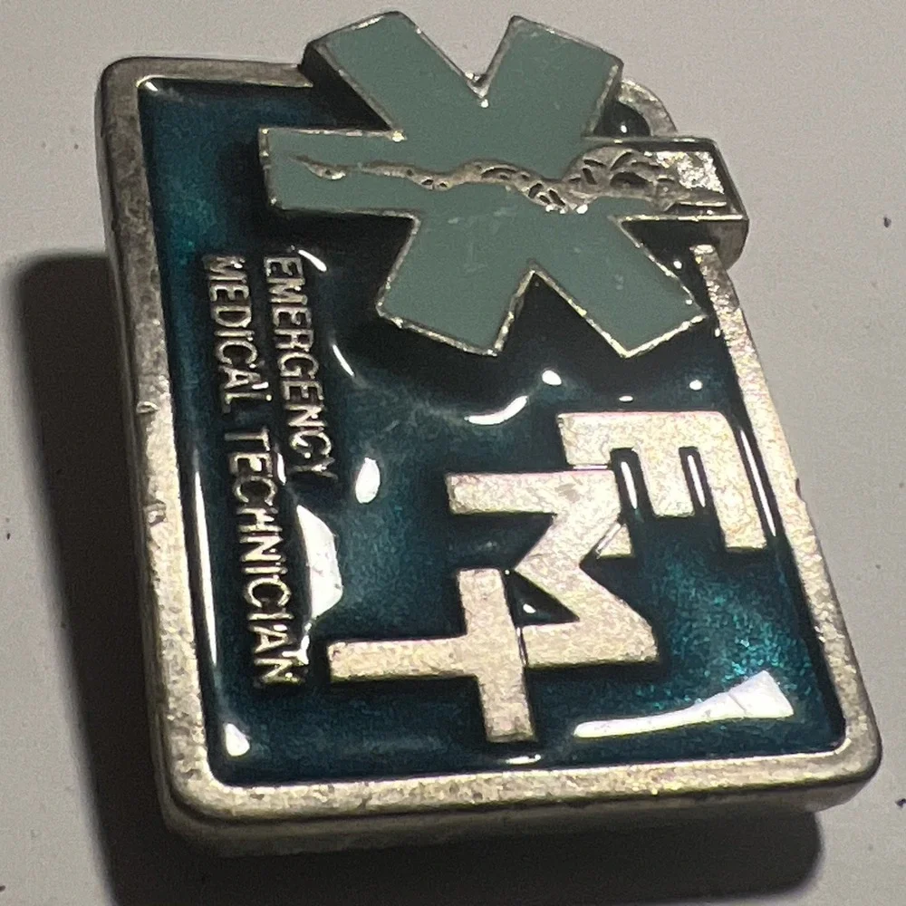 Vintage EMT Belt Buckle Emergency Medical Technician Star of Life Blue Enamel